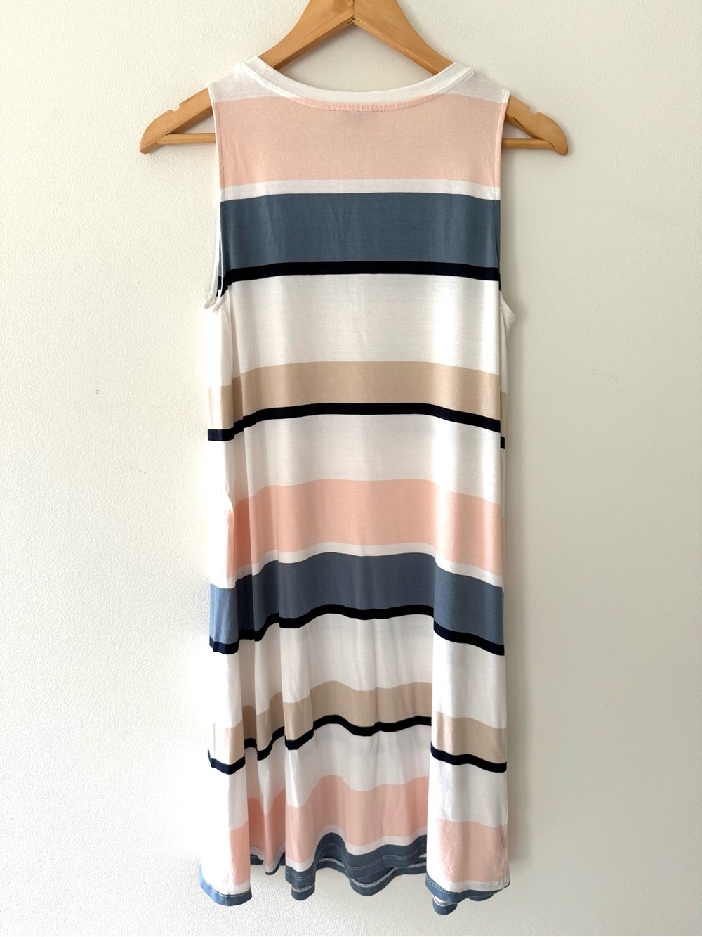 LOFT Pastel Colorblock Coastal Nautical Striped Knit Tank Swing Dress S Preppy - Picture 3 of 11